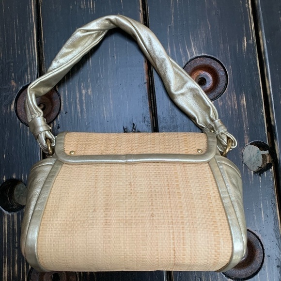 COACH Parker Gold Straw Leather Bag - Picture 3 of 8